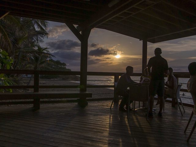 Dusk at a beach bar on the Pacific coast Dusk at a beach bar on the Pacific coast
